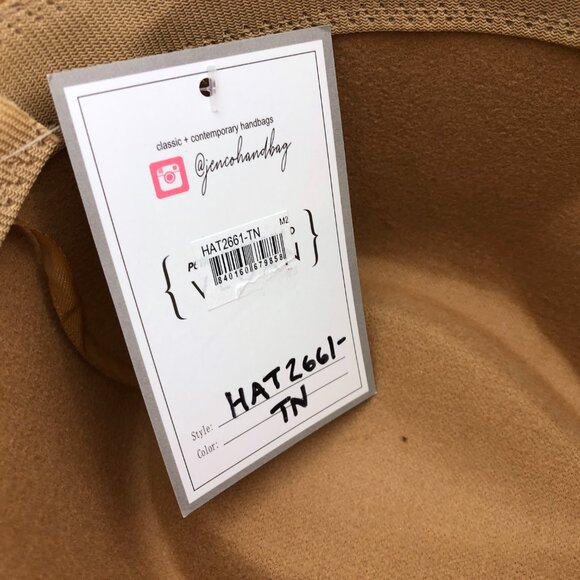 Jen & Co. Oakley Contrast Cowgirl Hat Tan with Black Trim Size Med-Large